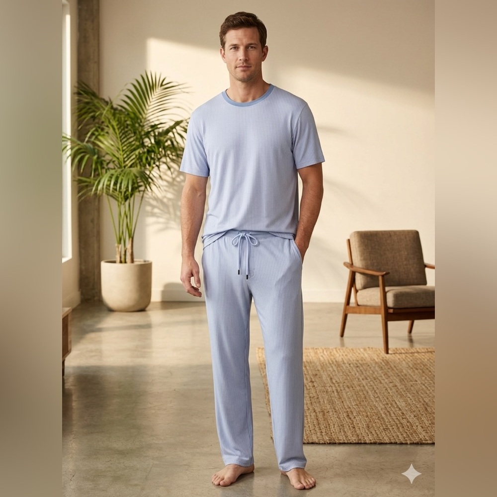 Men's‎ Light Blue Daniel Buchler Pajamas Set Large